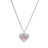 Collier argent rhodie pendentif ajouré et oxyde rose