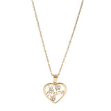 Collier plaqué or pendentif coeur "je t'aime" oxydes blancs sertis