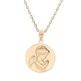 Collier plaqué or pendentif medaille angelot en relief