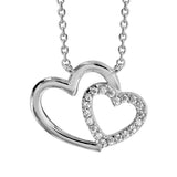 Collier argent rhodié double coeur croise oxydes blancs