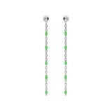 Boucles d'oreilles tige argent rhodié perles résine vert fluo