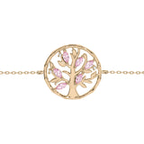 Bracelet plaqué or arbre de vie oxydes roses