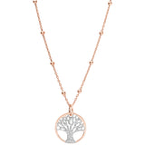 Collier argent et dorure rose pendentif arbre de vie granité 15mm