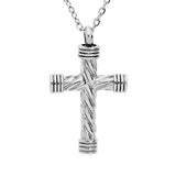 Collier acier "porte poudre"  pendentif croix (livré avec un entonnoir)