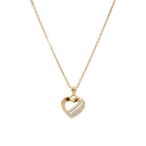 Collier plaqué or pendentif coeur 3 barettes oxydes blancs sertis