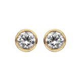 Boucles d'oreilles tige plaqué or ronde serti clos 6mm pierre blanche synthetique