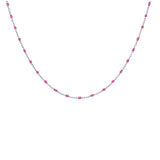 Collier argent rhodié perles résine framboise translucide 40+5cm