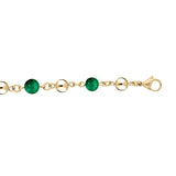 Bracelet acier et pvd jaune marseillais boules agate verte véritable