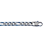 Bracelet acier pvd brossé aspect patiné chanfrein bleu