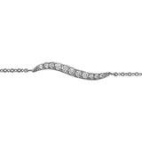 Bracelet argent rhodié feuille pave oxydes blancs