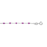 Bracelet argent rhodié perles résine violet transparent