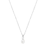 Collier argent rhodié perle de culture d'eau douce poire 7mm blanche 42+3cm