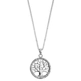 Collier argent rhodié arbre de vie oxydes blancs sertis