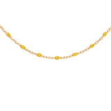 Collier argent et dorure jaune perles résine jaune transparent