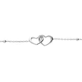 Bracelet argent rhodié double coeur entremélé