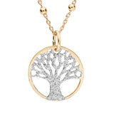 Collier argent et dorure jaune pendentif arbre de vie granité 15mm