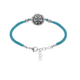 Bracelet acier cordon turquoise motif rond résine et nacre