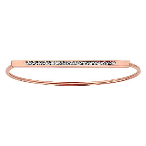 Bracelet acier jonc demi rond barette résine et strass blancs - Olyci Bijoux