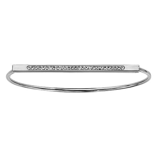 Bracelet acier jonc demi rond barette résine et strass blancs - Olyci Bijoux