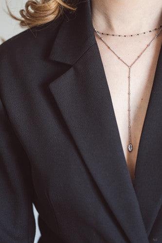 Collier acier double rangs, un ras du cou orné de résines et un plongeant avec oxyde blanc sertis - Olyci Bijoux