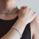 Collier acier façon rivière oxydes blancs rectangulaires sertis - Olyci Bijoux