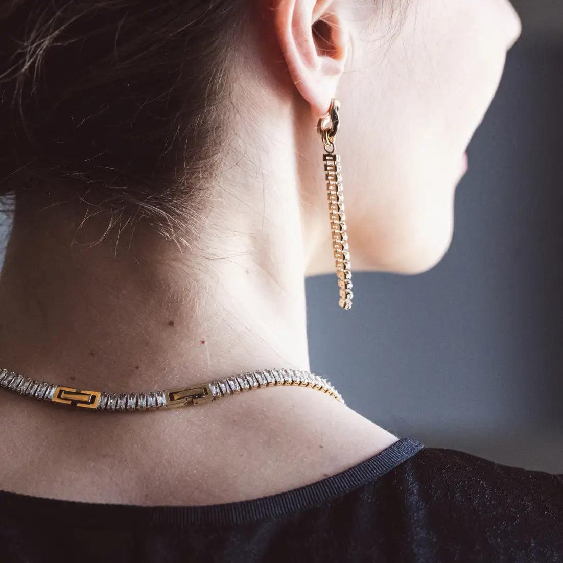 Collier acier façon rivière oxydes blancs rectangulaires sertis - Olyci Bijoux