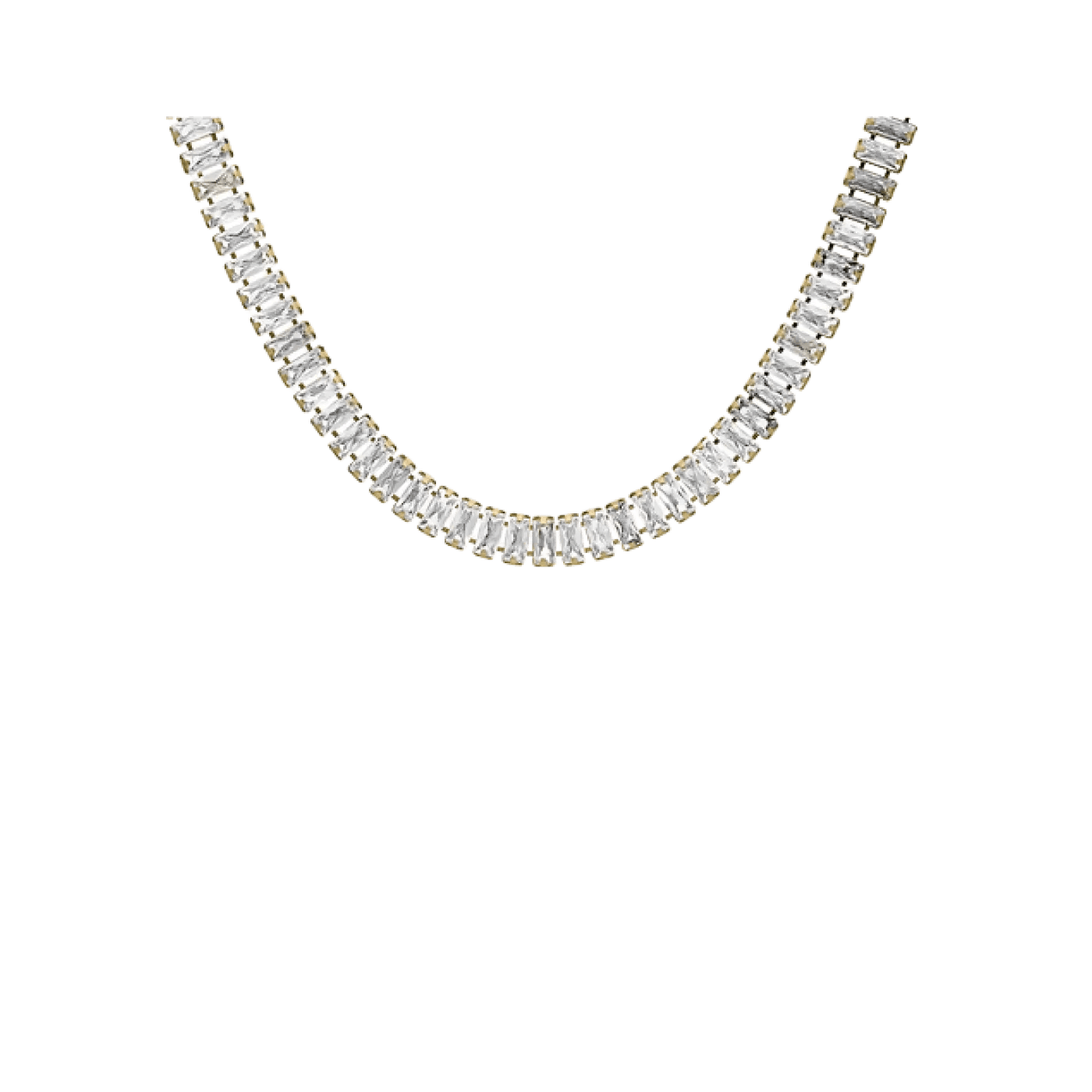 Collier acier façon rivière oxydes blancs rectangulaires sertis - Olyci Bijoux