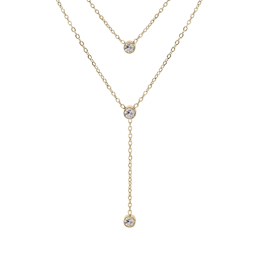 Collier acier frome Y avec trois oxydes sertis - Olyci Bijoux